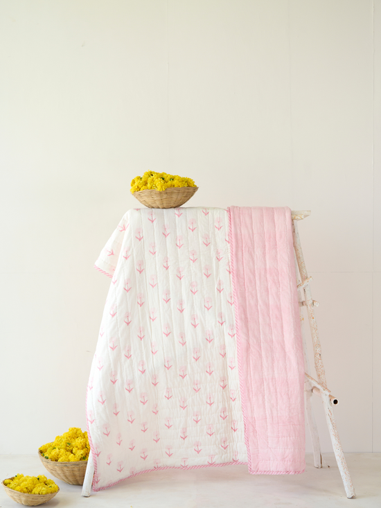Pink Organic Cotton Bed Quilt