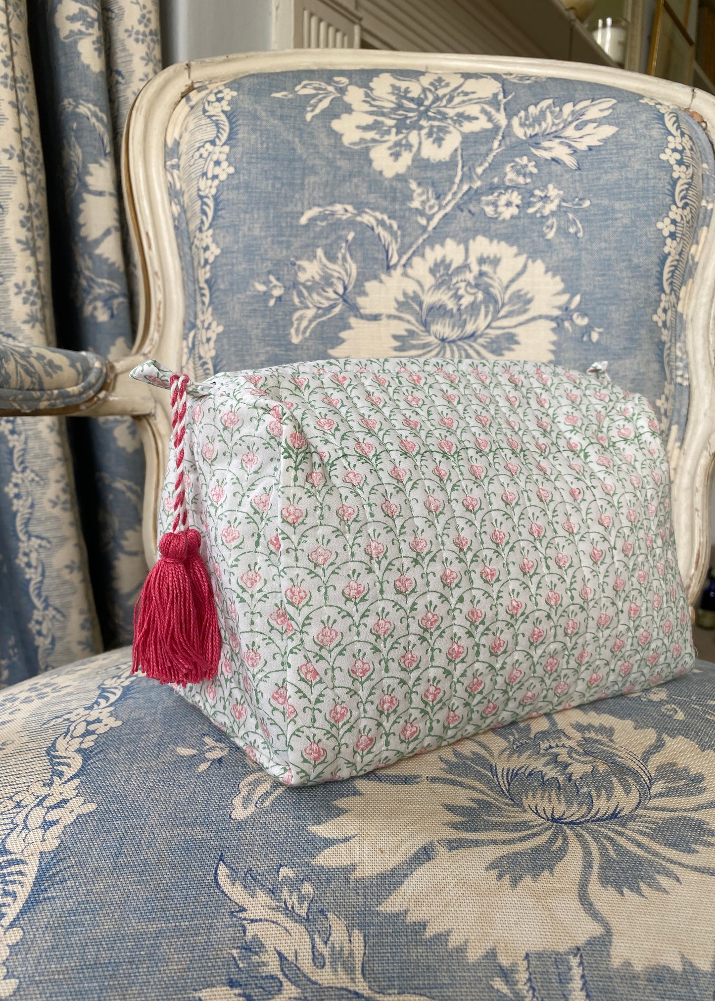 Green / Pink Organic Cotton Wash Bag