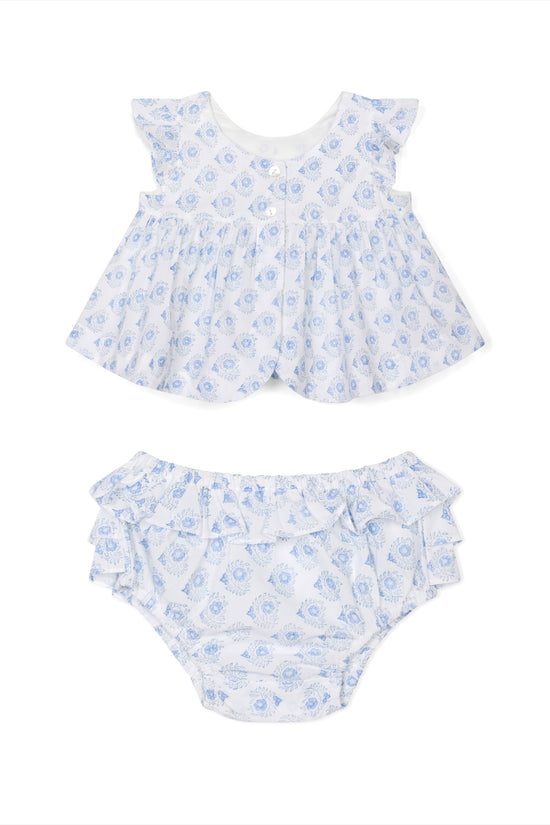 Blue Motif Top and Bloomers Set