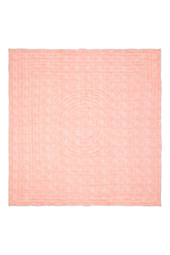 Pink Coral and Stripe Print Quilt