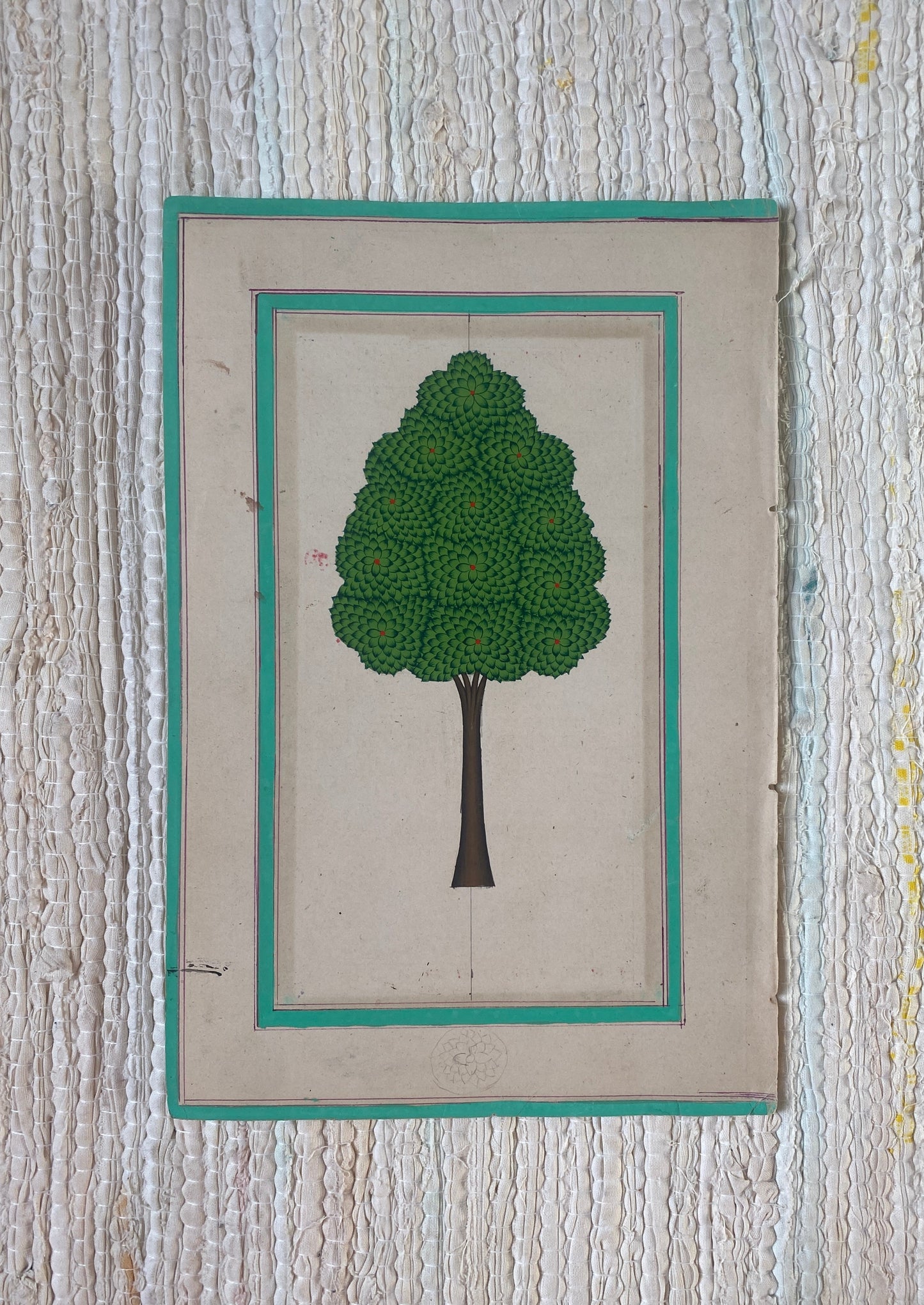 Tree Painting with Turquoise Border