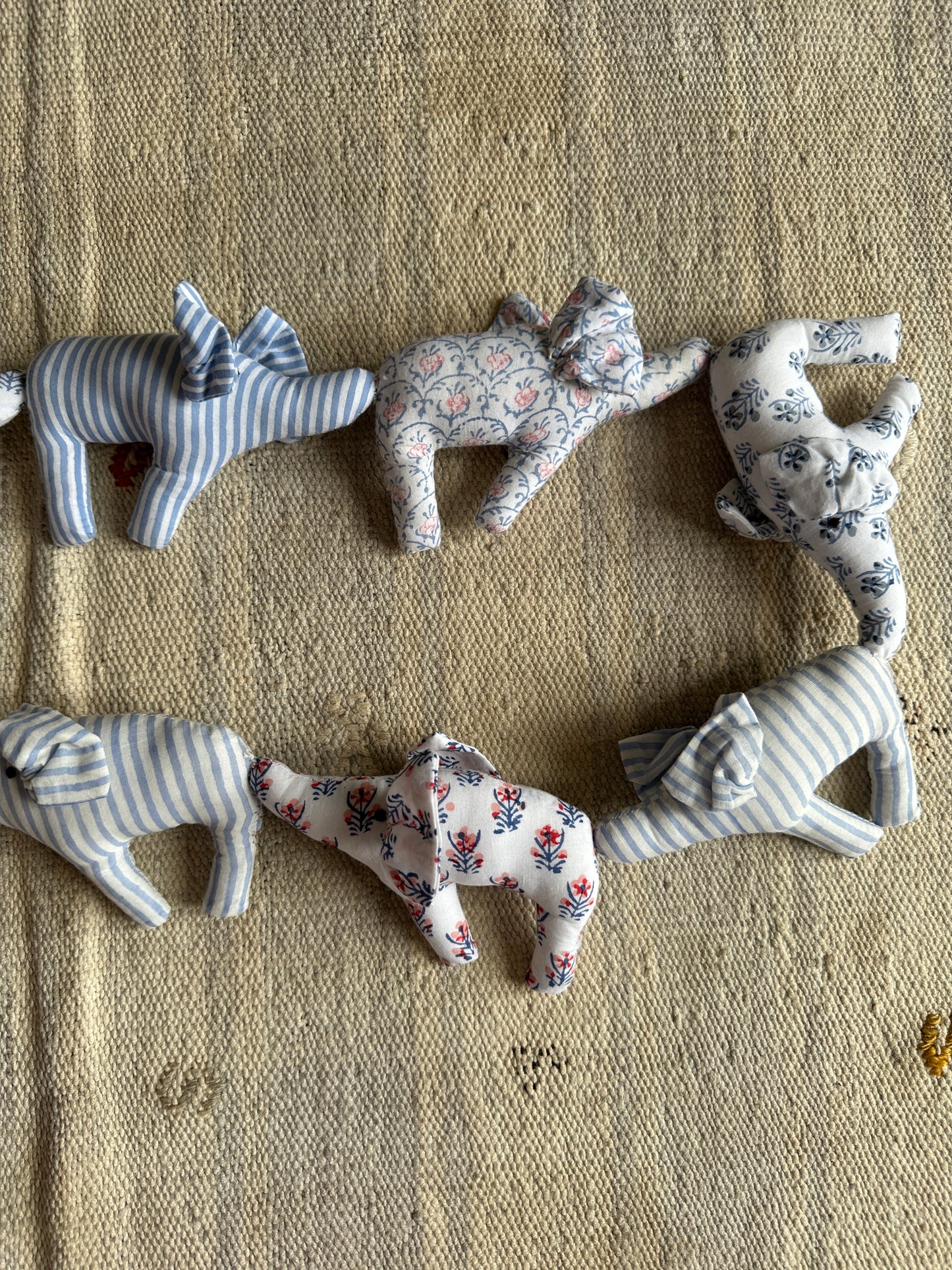 Blue and Pink Elephant Nursery Bunting - 10 Elephants
