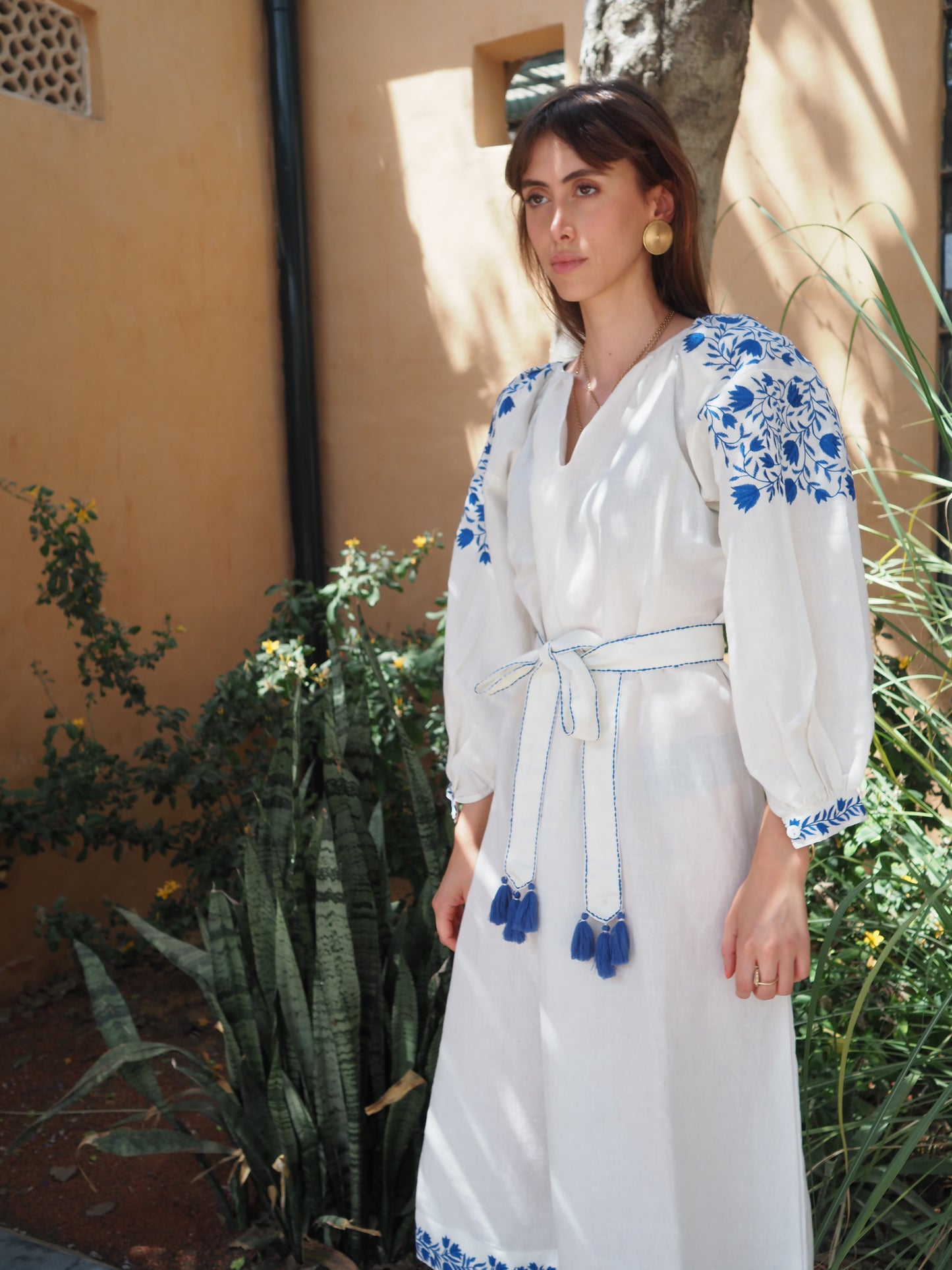 Cotton Linen Peasant Dress