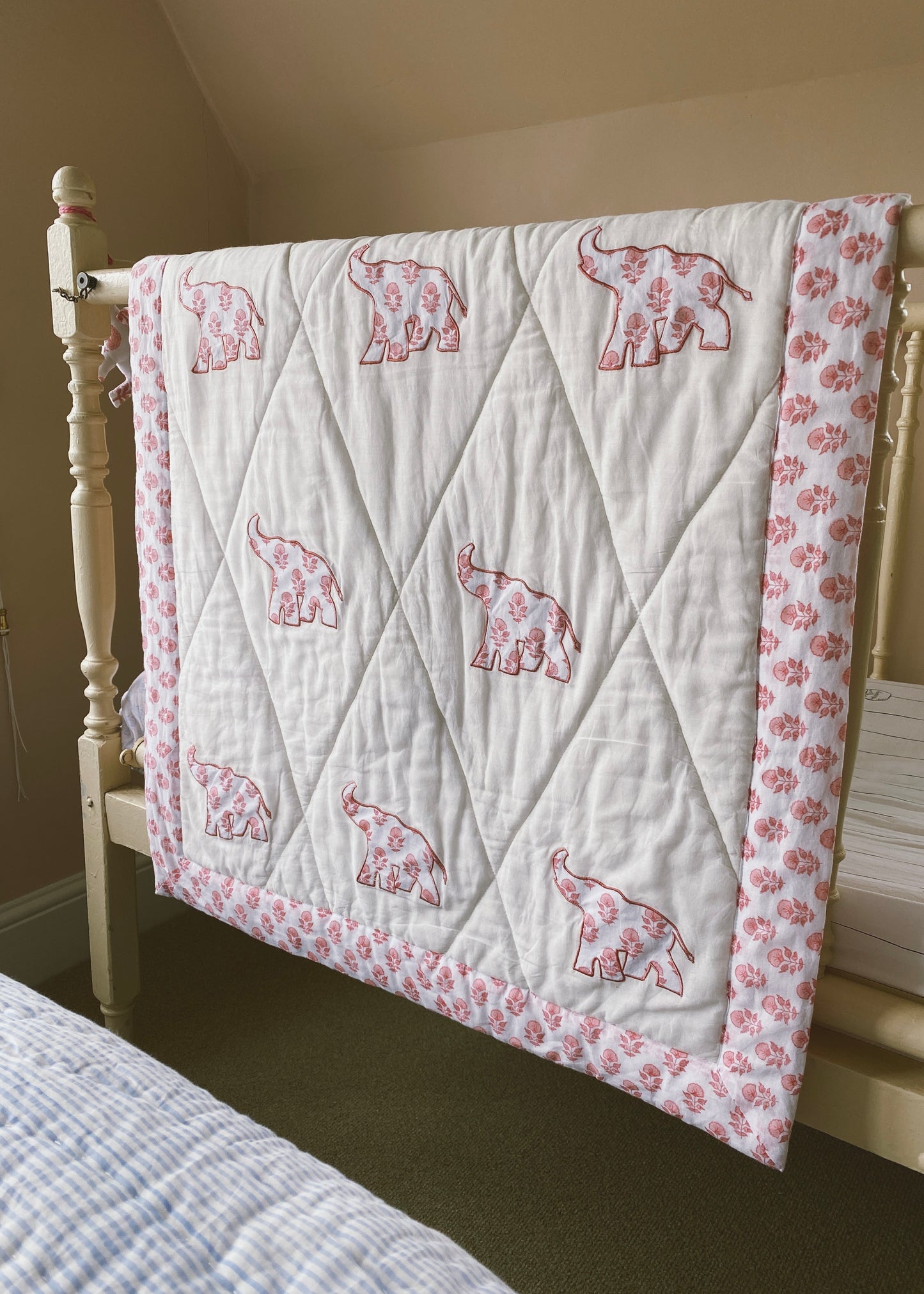 Pink Elephant Baby Quilt