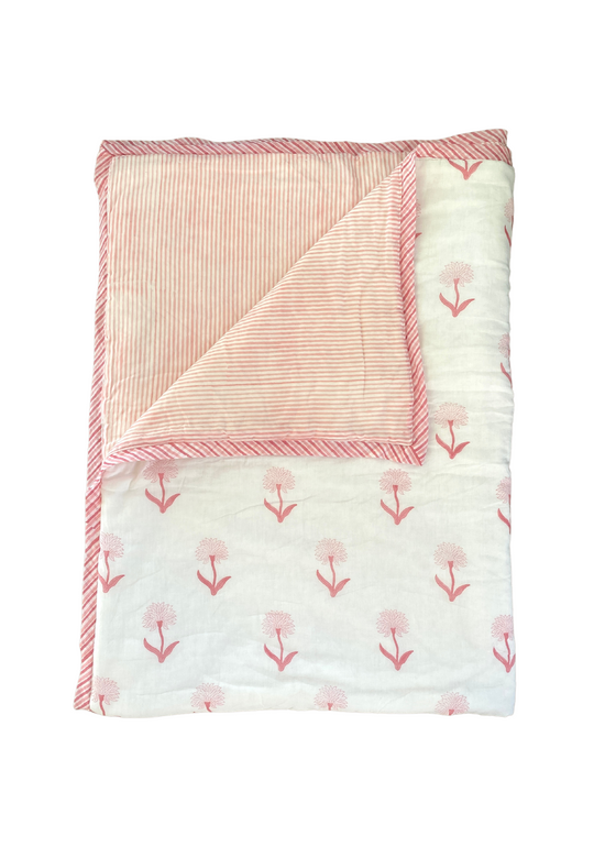 Pink Organic Cotton Cot Quilt