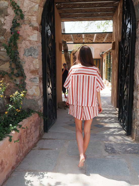 Pink and Terracota Stripe Shirt and Short Combo