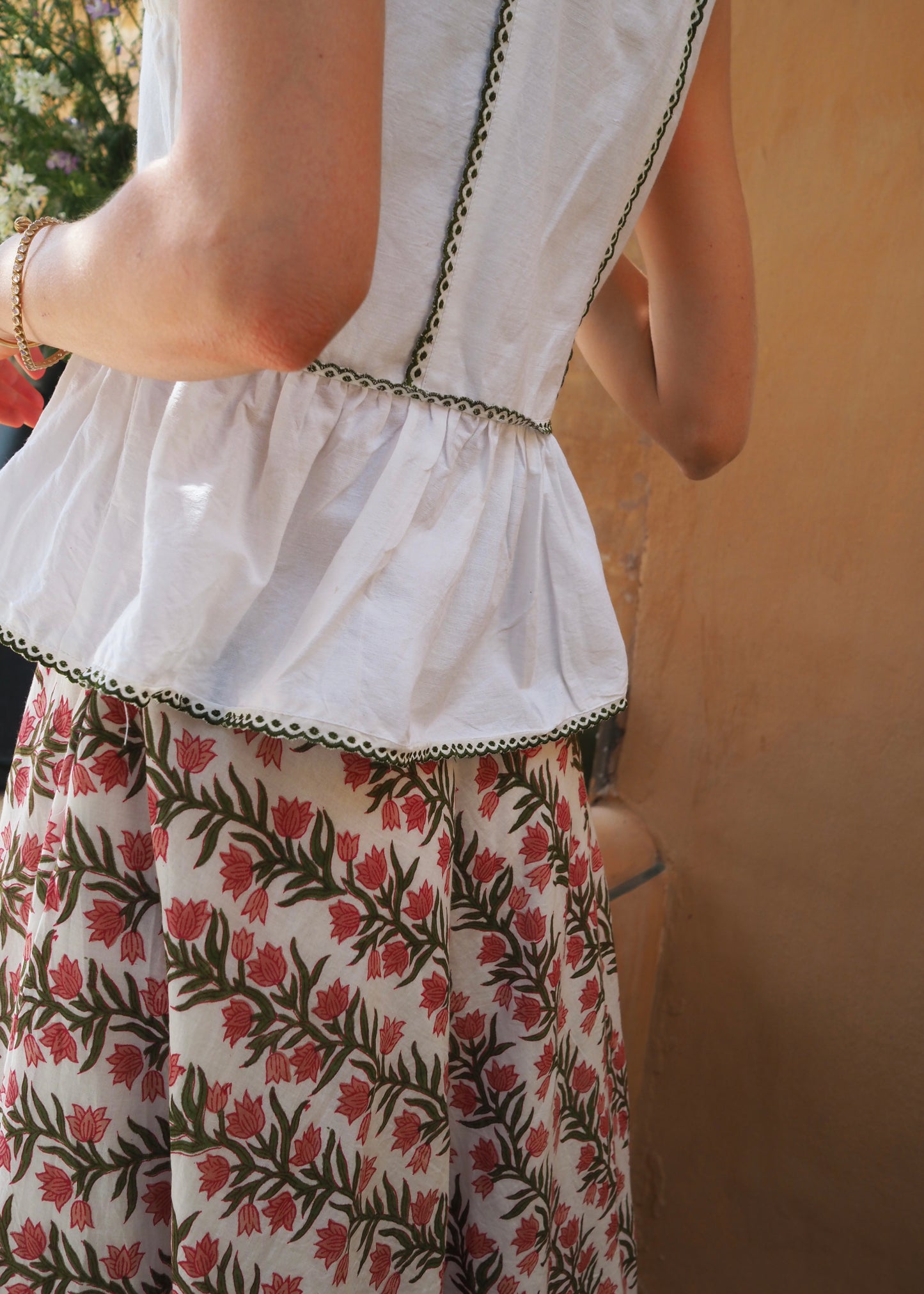 Olive Floral Stripe Tallulah Skirt