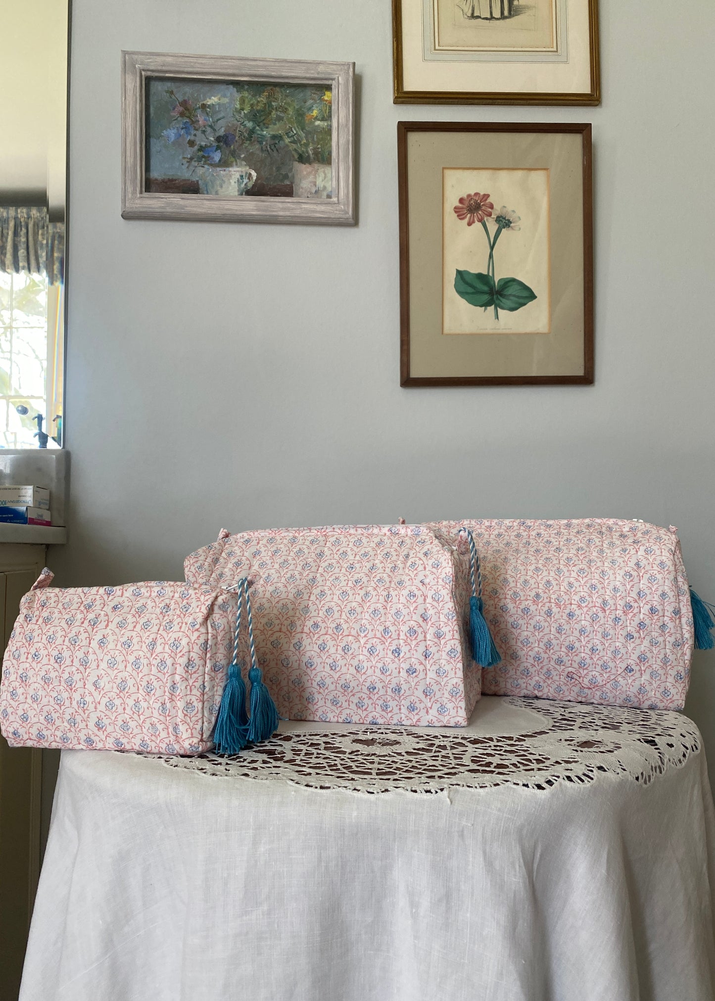 Pink / Blue Organic Cotton Wash Bag