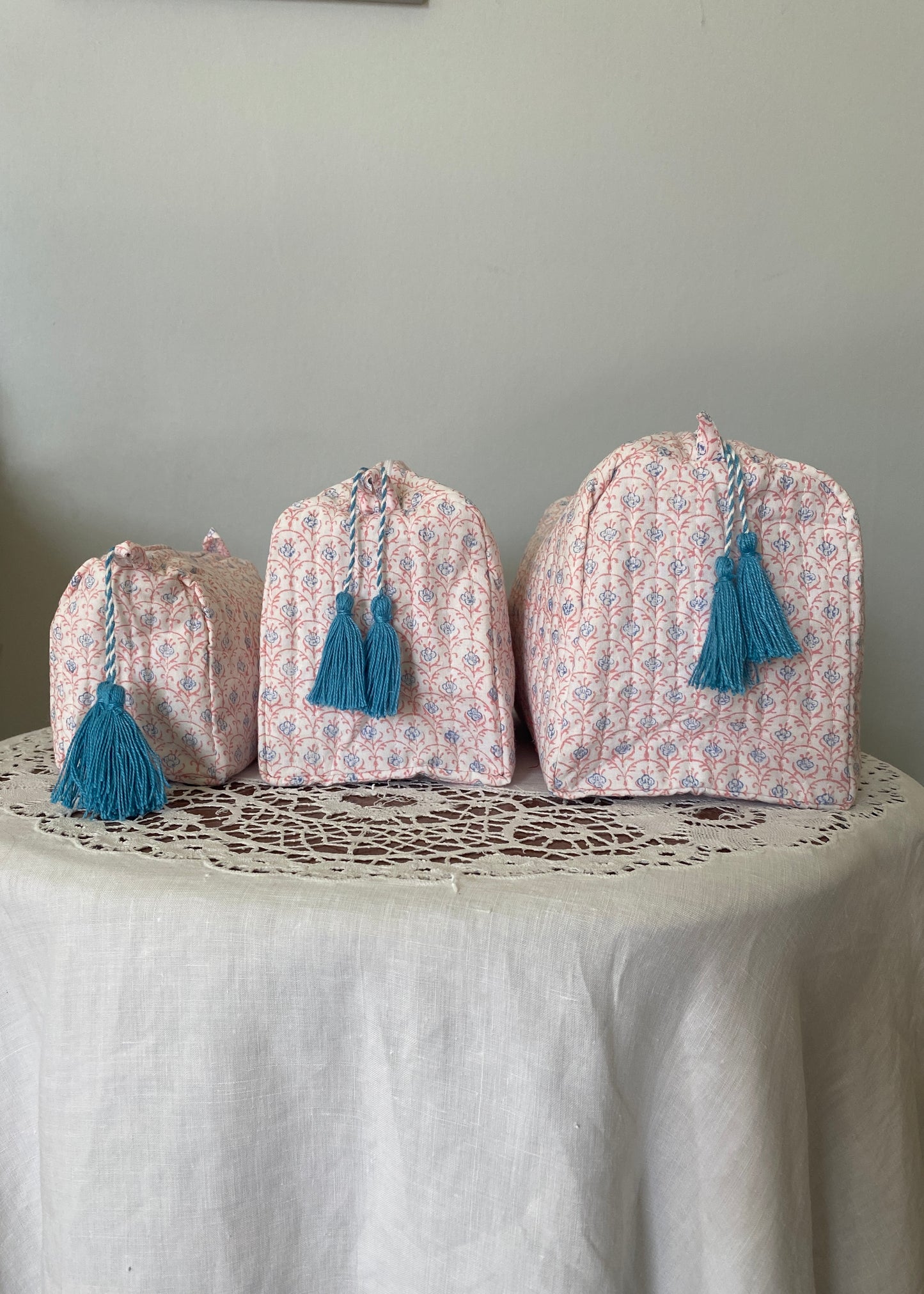 Pink / Blue Organic Cotton Wash Bag