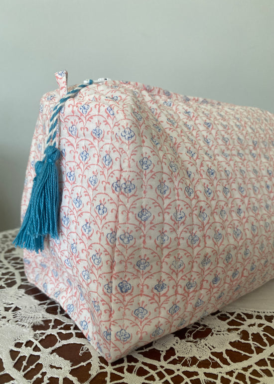 Load image into Gallery viewer, Pink / Blue Organic Cotton Wash Bag
