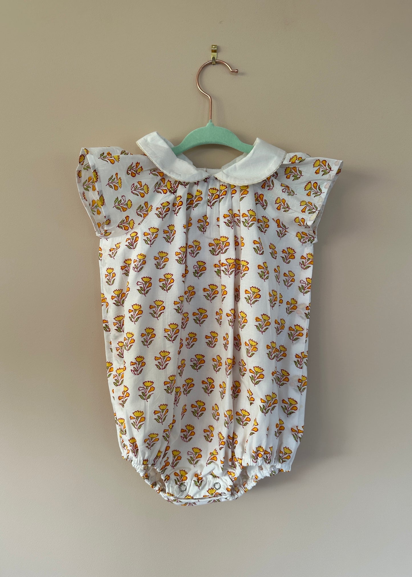 Load image into Gallery viewer, Organic Cotton Yellow Floral Romper
