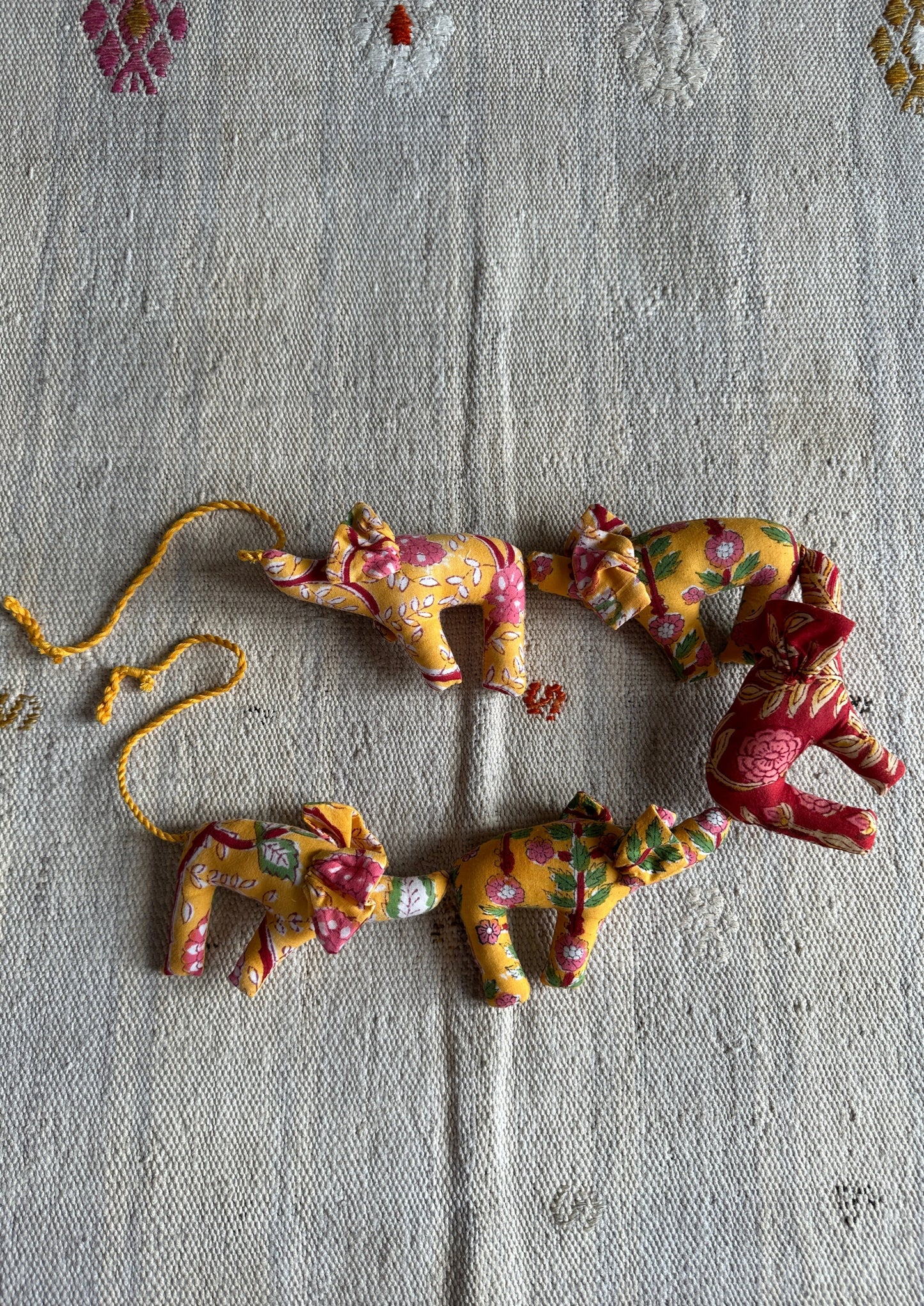 Red / Yellow Elephant Nursery Bunting - 5 Elephants