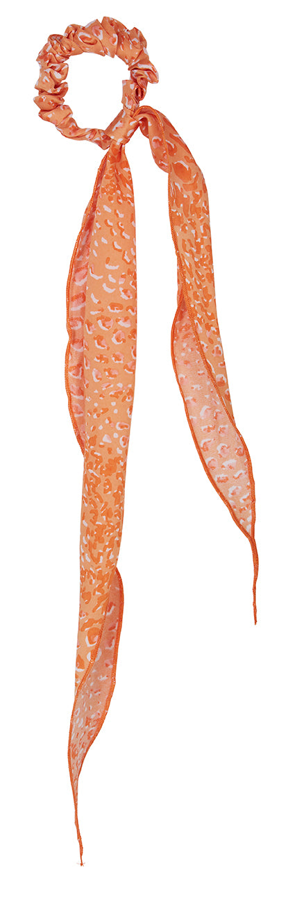 Orange Coral Print Scrunchie