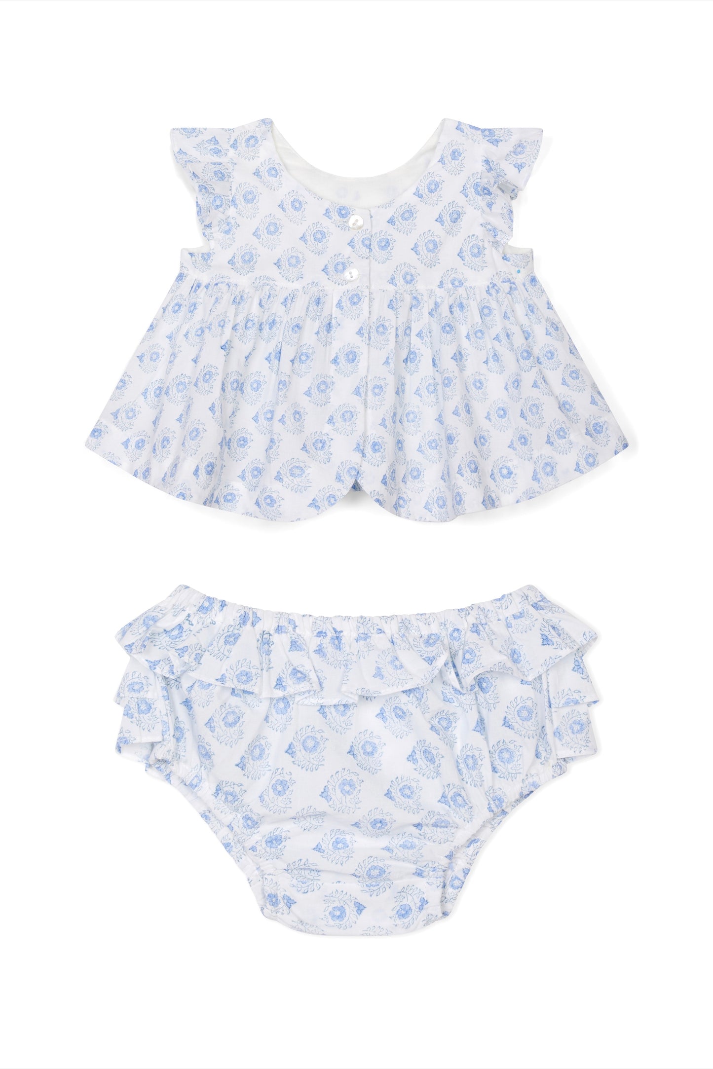 Blue Motif Top and Bloomers Set