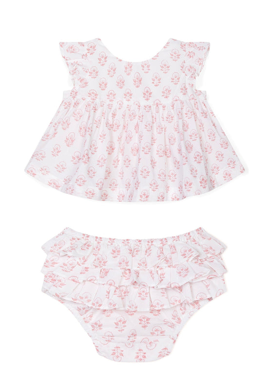 Pink Motif Top and Bloomers Set