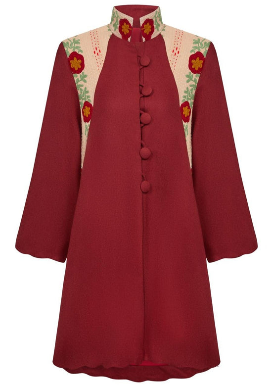 Load image into Gallery viewer, Burgundy Cape Coat
