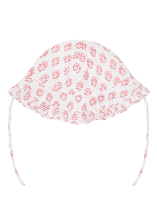 Pink Block Print Hat with Frill