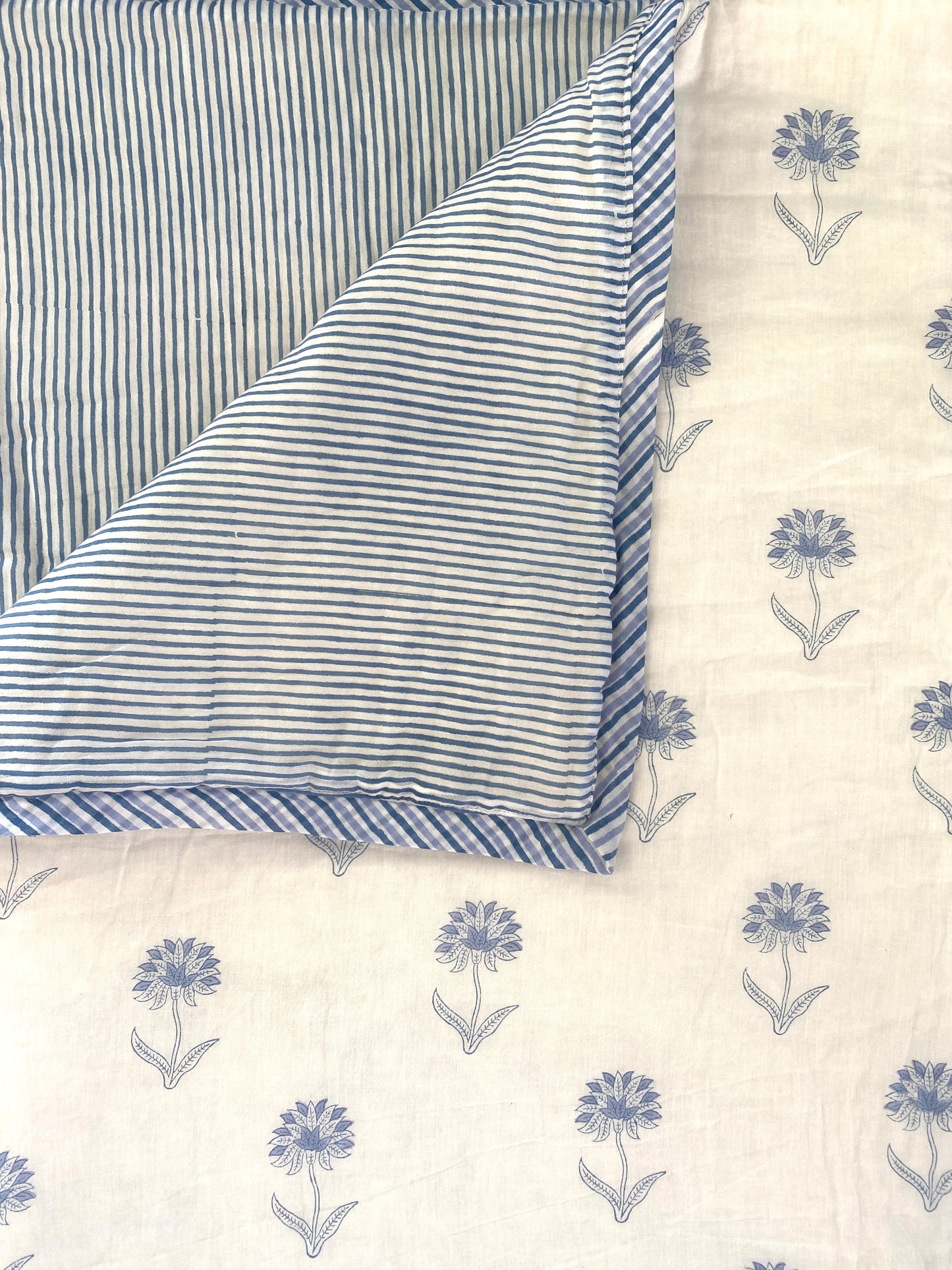 Blue Organic Cotton Bed Quilt