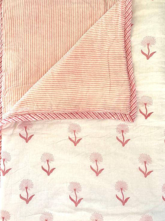Load image into Gallery viewer, Pink Organic Cotton Bed Quilt
