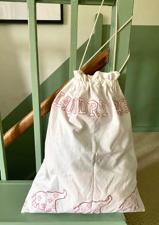 Pink Elephant Laundry Bag