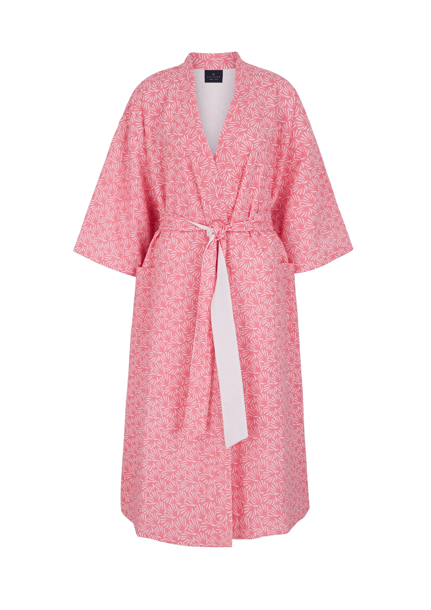 Organic Cotton Dressing Gown in Pink with Waffle Lining
