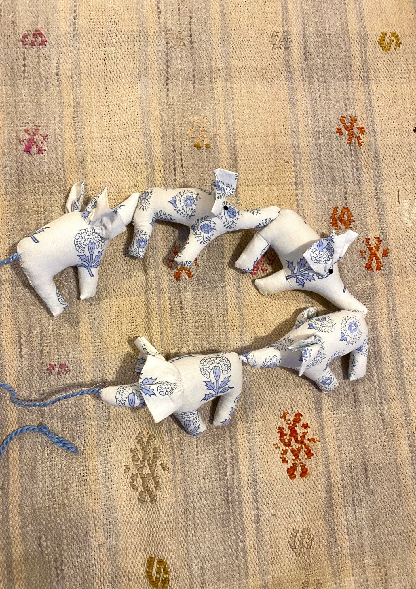 Blue Elephant Nursery Bunting - 5 Elephants
