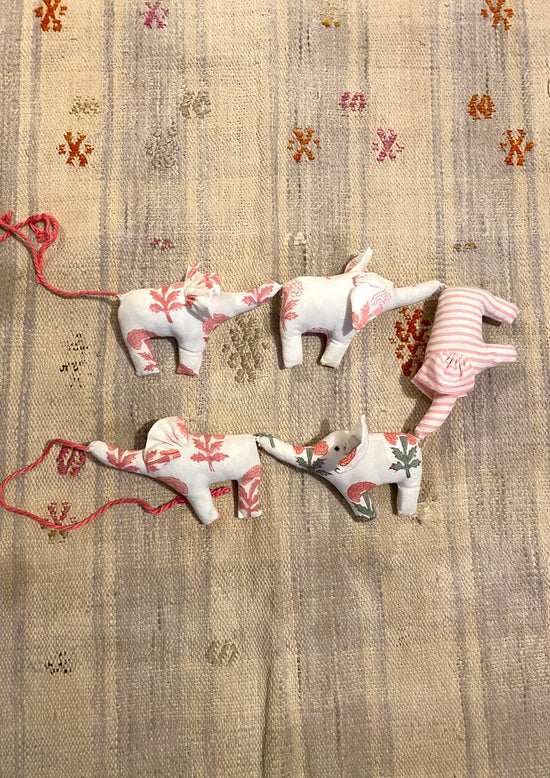Load image into Gallery viewer, Pink Elephant Nursery Bunting - 5 Elephants
