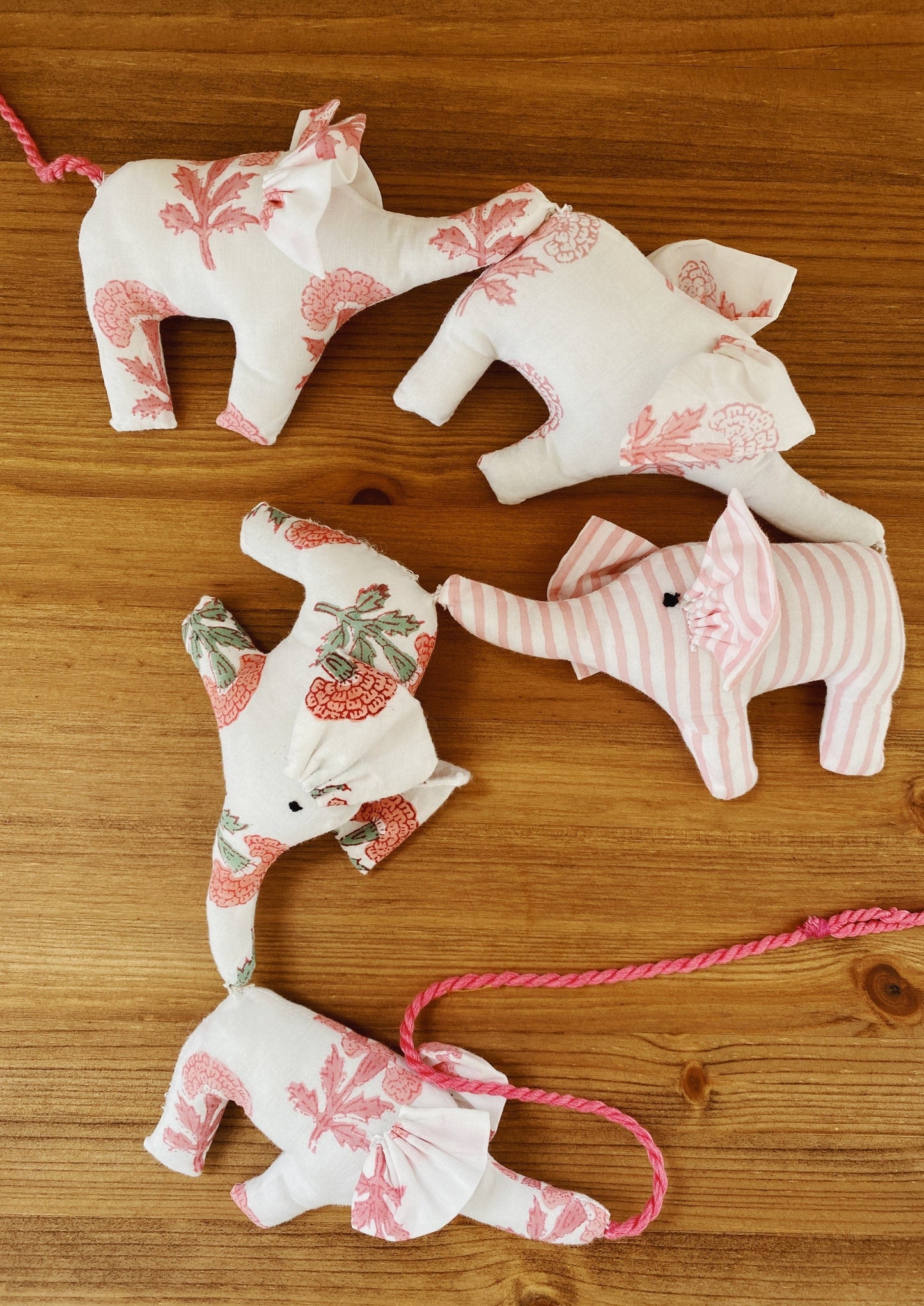 Load image into Gallery viewer, Pink Elephant Nursery Bunting - 5 Elephants
